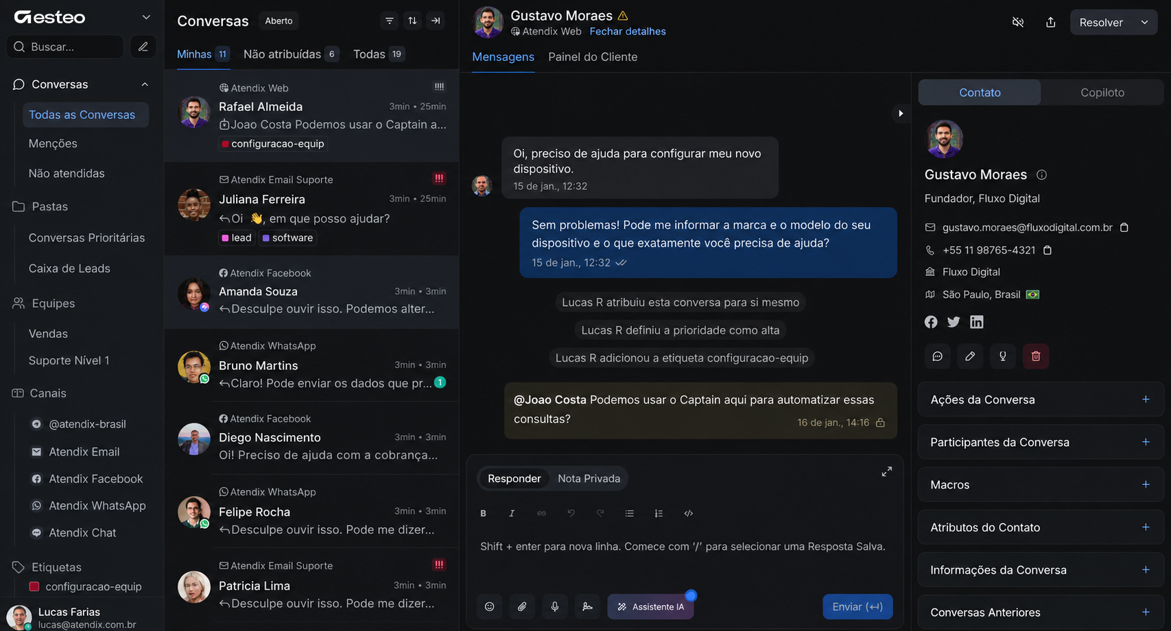Chat Gesteo — painel do produto